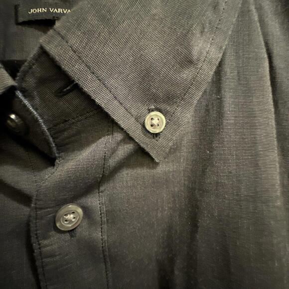 John Varvatos Grey Black Button Down Long Sleeve Dress Shirt Mens Large - Picture 3 of 7